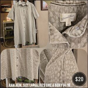 Universal Thread Khaki Patterned Button-Up Dress